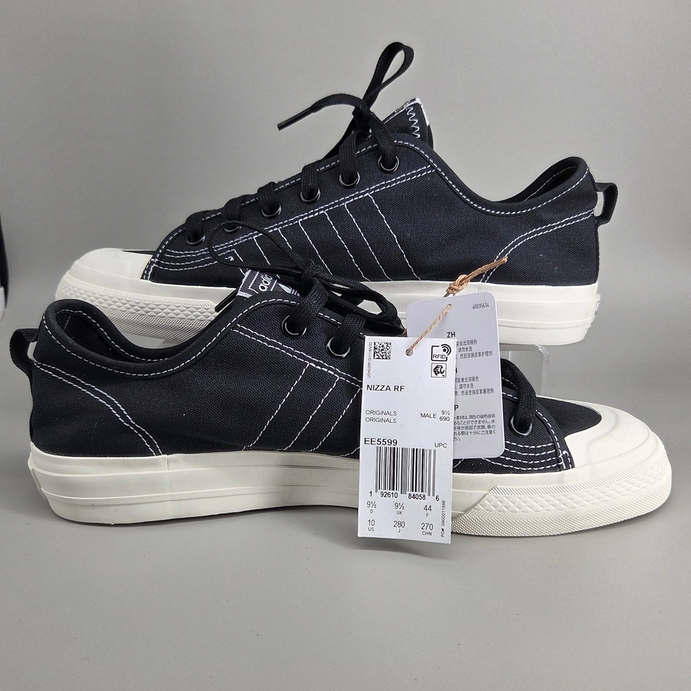 Adidas Nizza RF Sneakers Male 10 Black Canvas Contrast Stitch Retro Streetwear